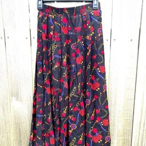 Marisa Christina 1990 vintage heraldic print skirt, size small, elastic waist